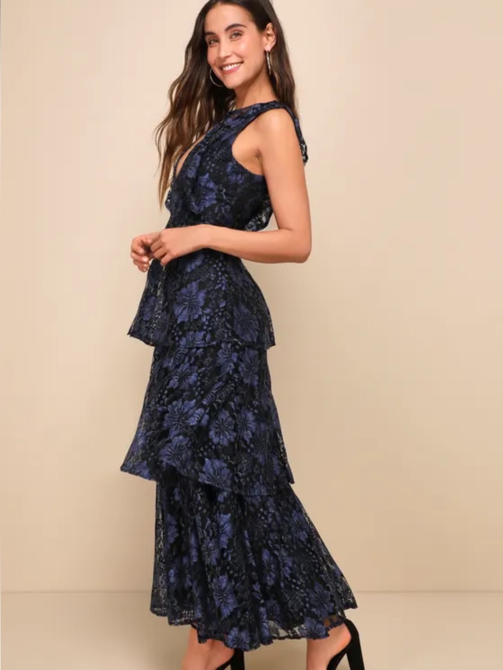 New Lulus Molinetto Floral Lace Tiered Maxi Dress - Women Sz XL - Picture 2 of 8